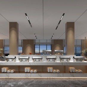 现代酒店自助餐厅3D模型下载